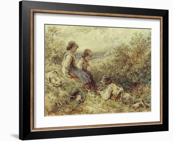 Children Collecting Eggs, 19Th Century-Myles Birket Foster-Framed Giclee Print