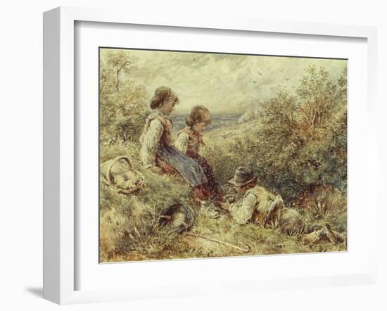 Children Collecting Eggs, 19Th Century-Myles Birket Foster-Framed Giclee Print