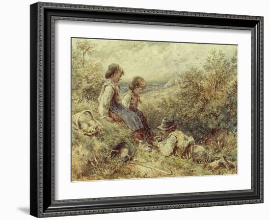 Children Collecting Eggs, 19Th Century-Myles Birket Foster-Framed Giclee Print