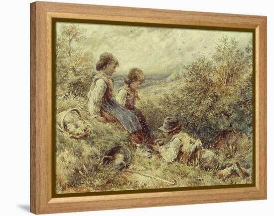 Children Collecting Eggs, 19Th Century-Myles Birket Foster-Framed Premier Image Canvas