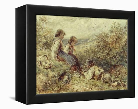 Children Collecting Eggs, 19Th Century-Myles Birket Foster-Framed Premier Image Canvas