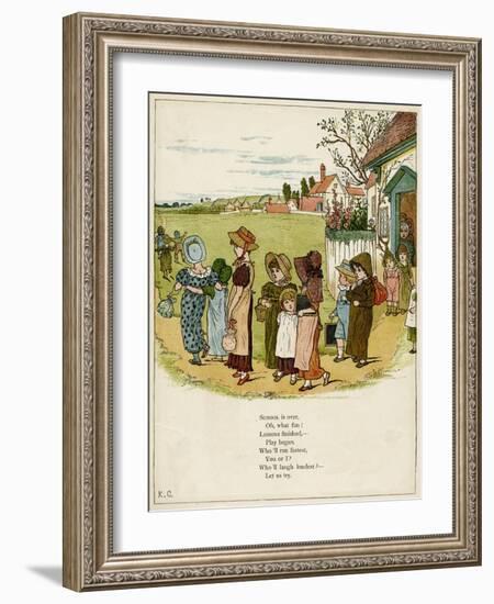 Children Coming Out of School-Kate Greenaway-Framed Art Print