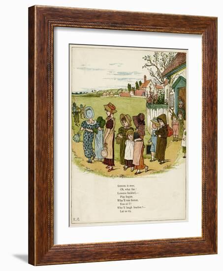 Children Coming Out of School-Kate Greenaway-Framed Art Print