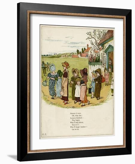 Children Coming Out of School-Kate Greenaway-Framed Art Print