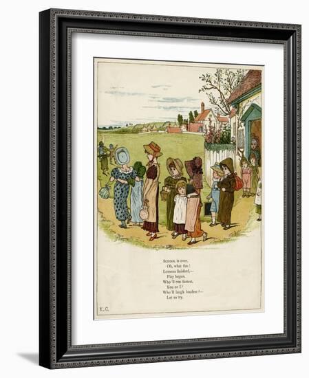 Children Coming Out of School-Kate Greenaway-Framed Art Print