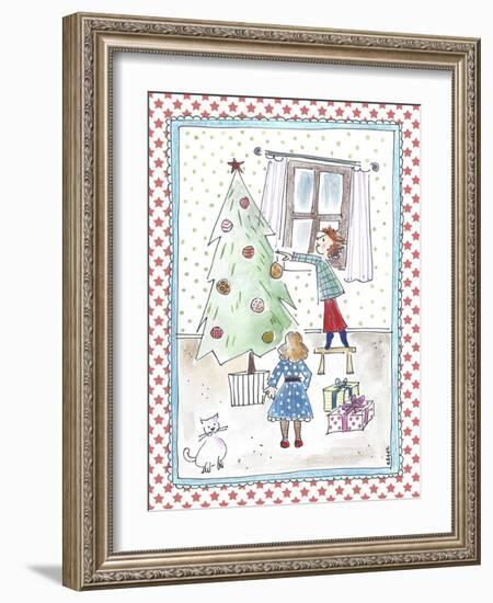 Children Decorating Xmas Tree-Effie Zafiropoulou-Framed Giclee Print