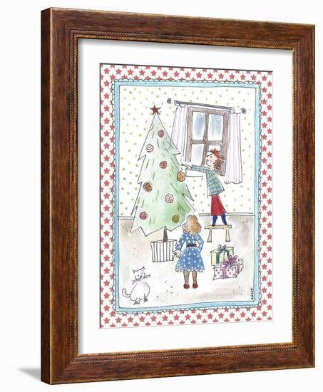 Children Decorating Xmas Tree-Effie Zafiropoulou-Framed Giclee Print