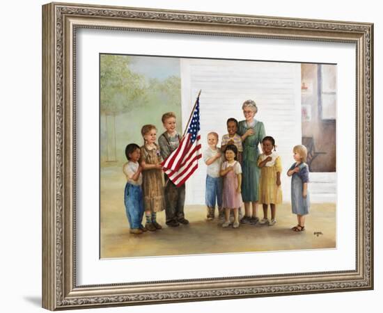 Children Doing Pledge of Allegiance-Dianne Dengel-Framed Giclee Print