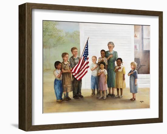 Children Doing Pledge of Allegiance-Dianne Dengel-Framed Giclee Print