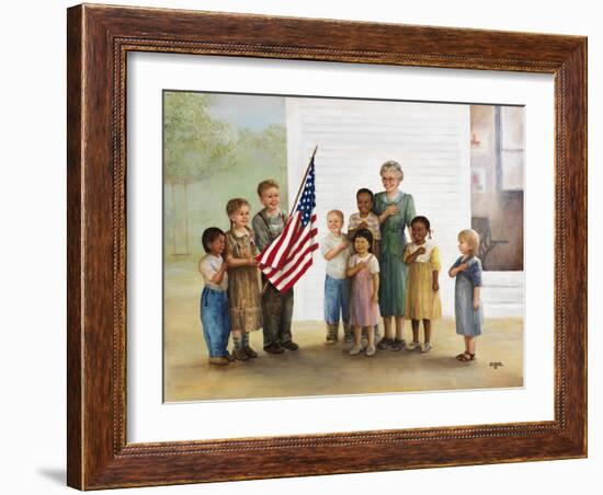 Children Doing Pledge of Allegiance-Dianne Dengel-Framed Giclee Print