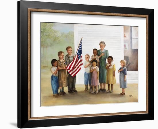 Children Doing Pledge of Allegiance-Dianne Dengel-Framed Giclee Print