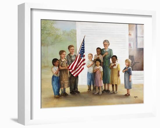 Children Doing Pledge of Allegiance-Dianne Dengel-Framed Giclee Print