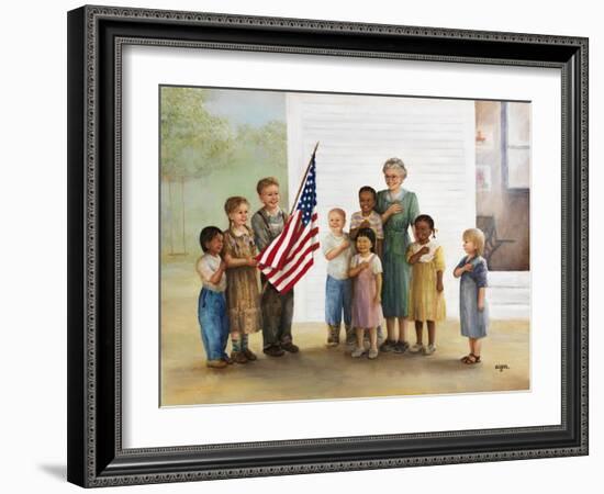 Children Doing Pledge of Allegiance-Dianne Dengel-Framed Giclee Print