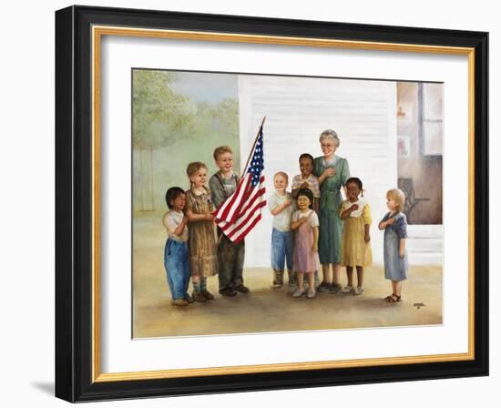 Children Doing Pledge of Allegiance-Dianne Dengel-Framed Giclee Print