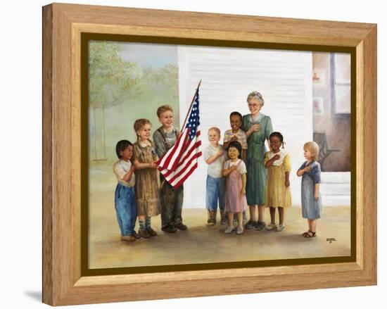 Children Doing Pledge of Allegiance-Dianne Dengel-Framed Premier Image Canvas