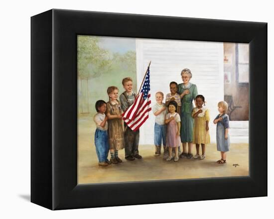 Children Doing Pledge of Allegiance-Dianne Dengel-Framed Premier Image Canvas