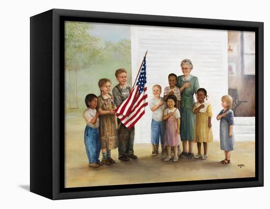 Children Doing Pledge of Allegiance-Dianne Dengel-Framed Premier Image Canvas