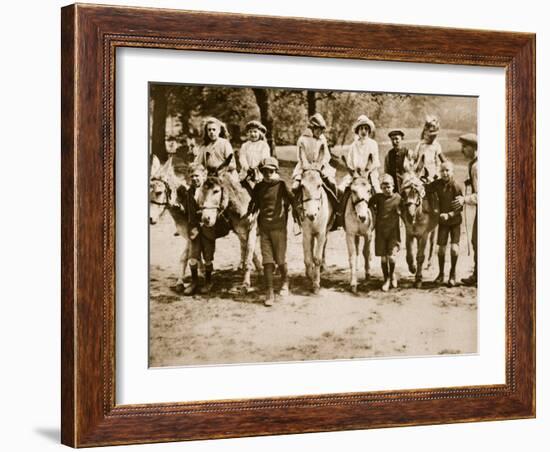 Children Donkey Riding on Hampstead Heath-null-Framed Photographic Print