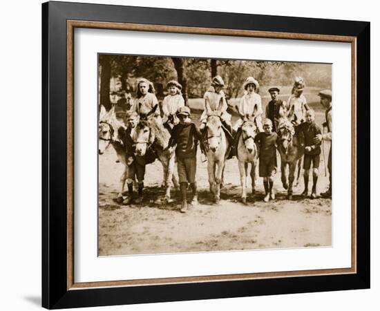 Children Donkey Riding on Hampstead Heath-null-Framed Photographic Print