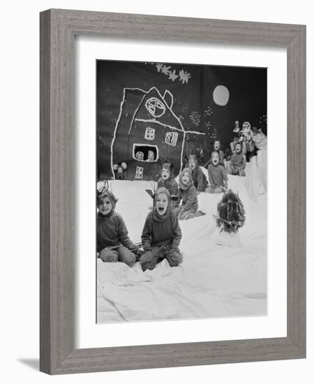 Children Dressed as Reindeer in Christmas Program at Elizabeth Morrow School-Nina Leen-Framed Photographic Print