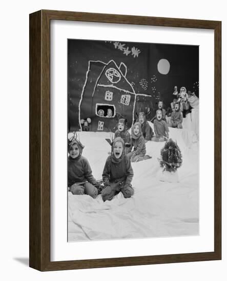 Children Dressed as Reindeer in Christmas Program at Elizabeth Morrow School-Nina Leen-Framed Photographic Print