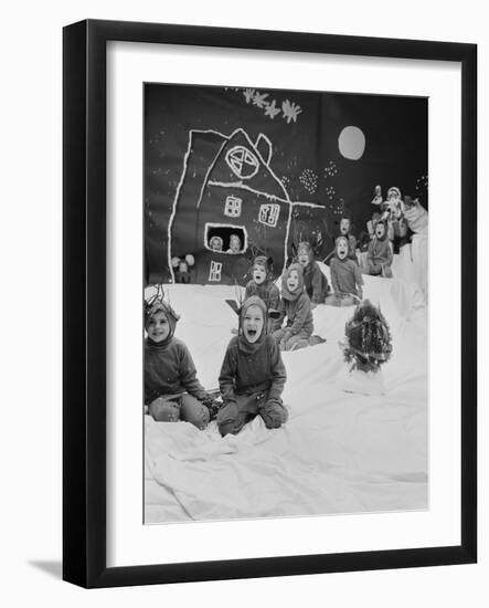 Children Dressed as Reindeer in Christmas Program at Elizabeth Morrow School-Nina Leen-Framed Photographic Print