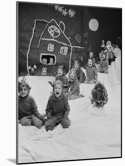 Children Dressed as Reindeer in Christmas Program at Elizabeth Morrow School-Nina Leen-Mounted Photographic Print