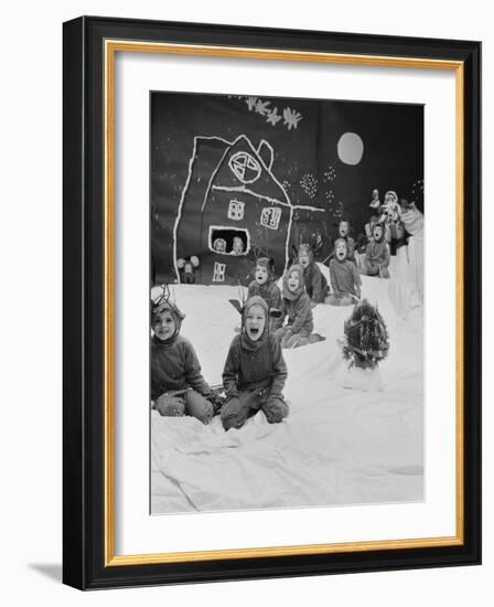 Children Dressed as Reindeer in Christmas Program at Elizabeth Morrow School-Nina Leen-Framed Photographic Print