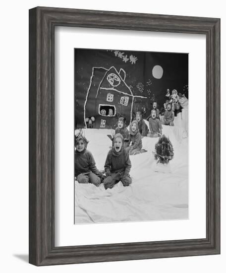 Children Dressed as Reindeer in Christmas Program at Elizabeth Morrow School-Nina Leen-Framed Photographic Print