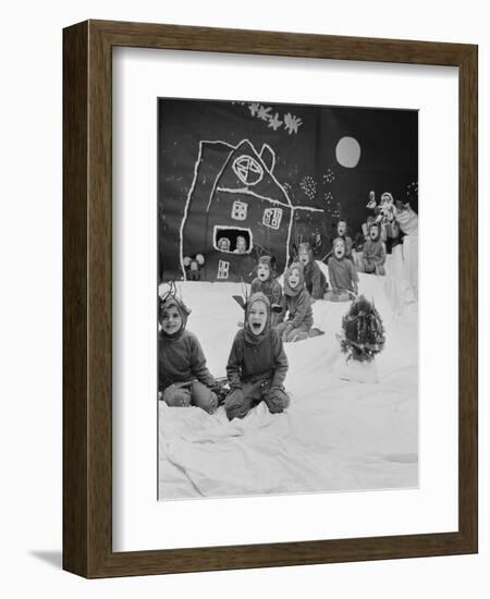 Children Dressed as Reindeer in Christmas Program at Elizabeth Morrow School-Nina Leen-Framed Photographic Print