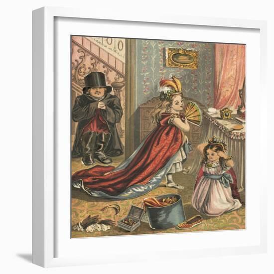 Children Dressing Up-English School-Framed Giclee Print