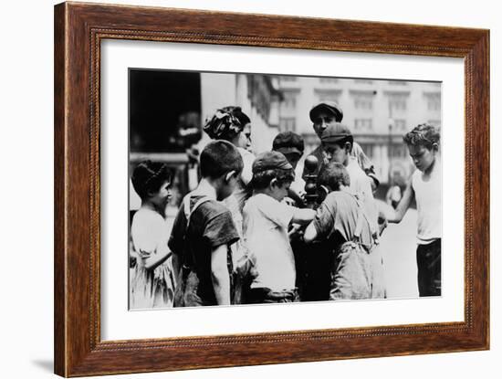 Children Drinking on a Hot Day in New York Photograph - New York, NY-Lantern Press-Framed Art Print