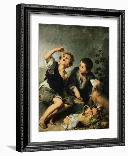 Children Eating a Pie, 1670-75-Bartolome Esteban Murillo-Framed Giclee Print