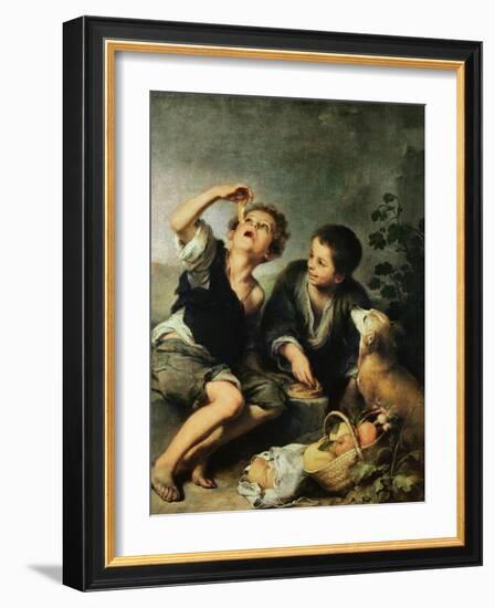 Children Eating a Pie, 1670-75-Bartolome Esteban Murillo-Framed Giclee Print