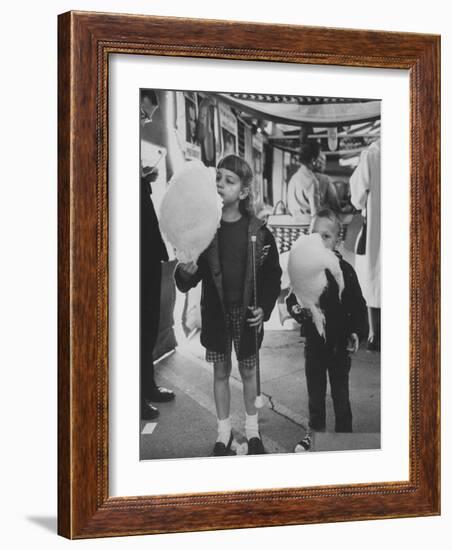 Children Eating Cotton Candy Given by a League of Women Voters-Ralph Crane-Framed Photographic Print