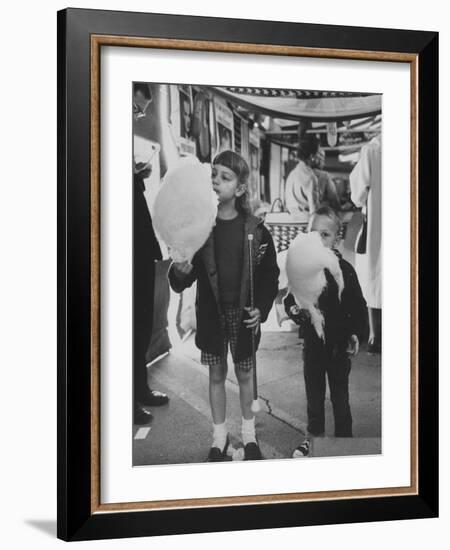Children Eating Cotton Candy Given by a League of Women Voters-Ralph Crane-Framed Photographic Print