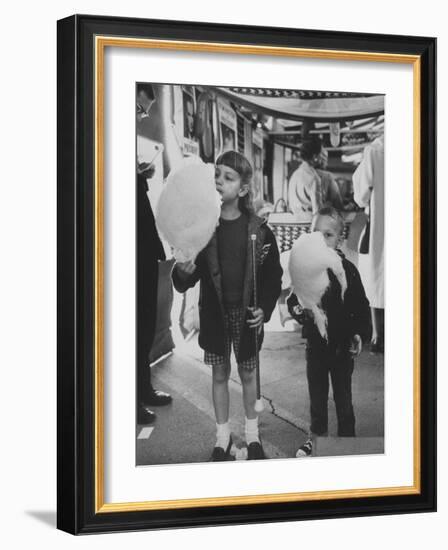 Children Eating Cotton Candy Given by a League of Women Voters-Ralph Crane-Framed Photographic Print