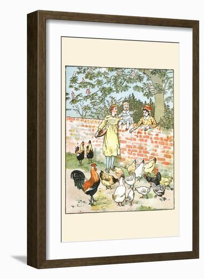 Children Feed the Chickens-Randolph Caldecott-Framed Art Print