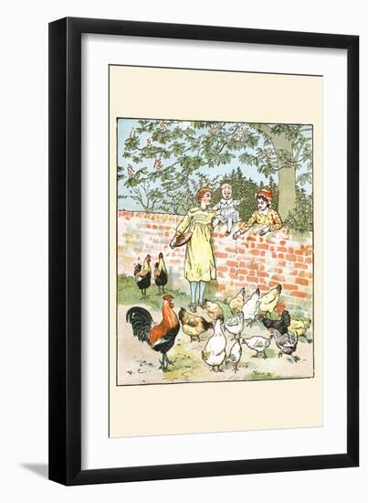 Children Feed the Chickens-Randolph Caldecott-Framed Art Print