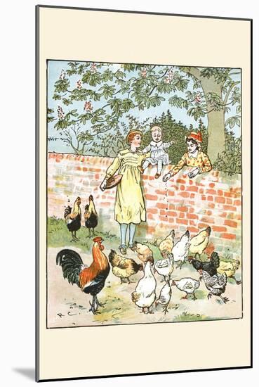 Children Feed the Chickens-Randolph Caldecott-Mounted Art Print