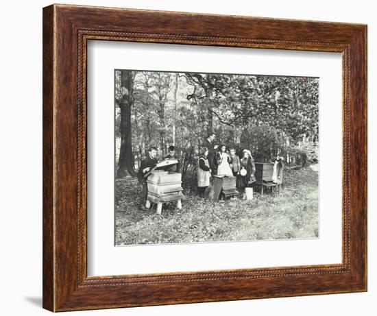 Children Feeding Bees for the Winter, Shrewsbury House Open Air School, London, 1909-null-Framed Photographic Print