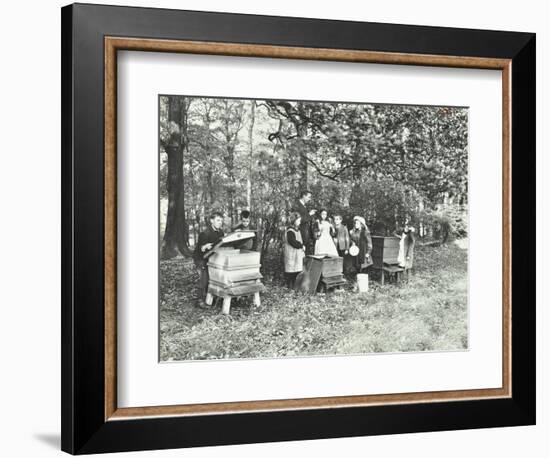 Children Feeding Bees for the Winter, Shrewsbury House Open Air School, London, 1909-null-Framed Photographic Print