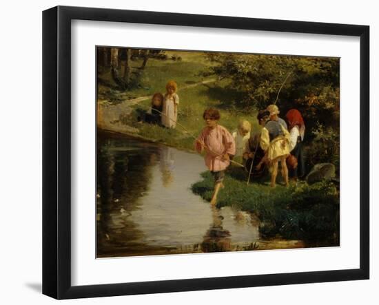 Children Fishing, 1882-Illarion Mikhailovich Pryanishnikov-Framed Giclee Print