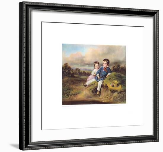 Children Fishing in a Brool-August Xaver Karl Von Pettenkofen-Framed Collectable Print