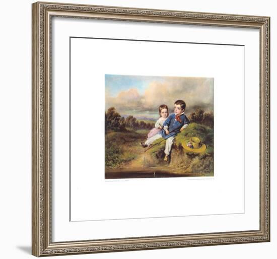 Children Fishing in a Brool-August Xaver Karl Von Pettenkofen-Framed Collectable Print