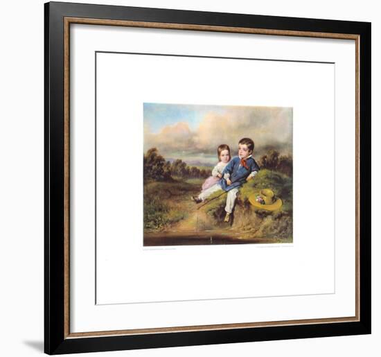 Children Fishing in a Brool-August Xaver Karl Von Pettenkofen-Framed Collectable Print