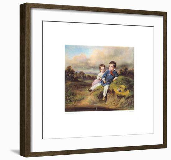 Children Fishing in a Brool-August Xaver Karl Von Pettenkofen-Framed Collectable Print