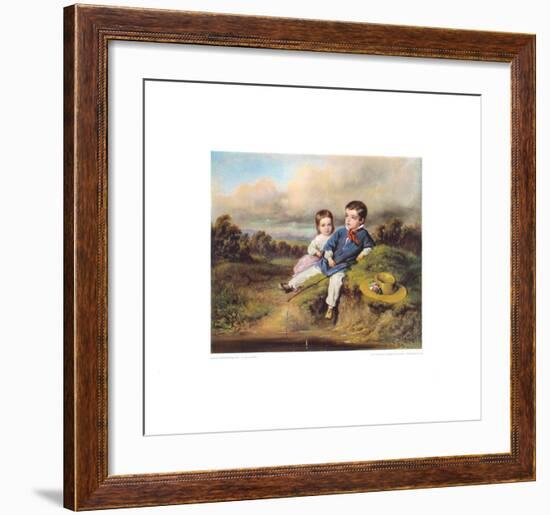 Children Fishing in a Brool-August Xaver Karl Von Pettenkofen-Framed Collectable Print