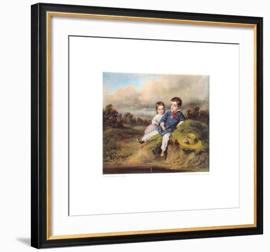 Children Fishing in a Brool-August Xaver Karl Von Pettenkofen-Framed Collectable Print