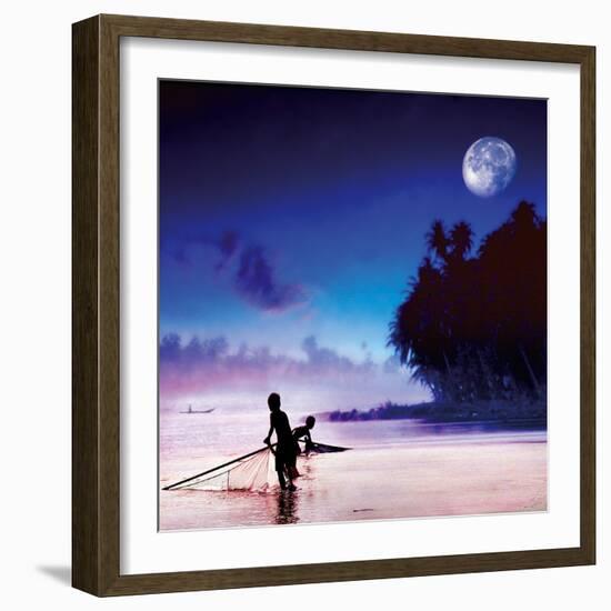 Children Fishing-Jurek Nems-Framed Giclee Print